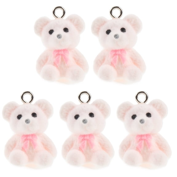 OUNONA 5 Pcs Artificial Decorations Flocked Bear Pendant