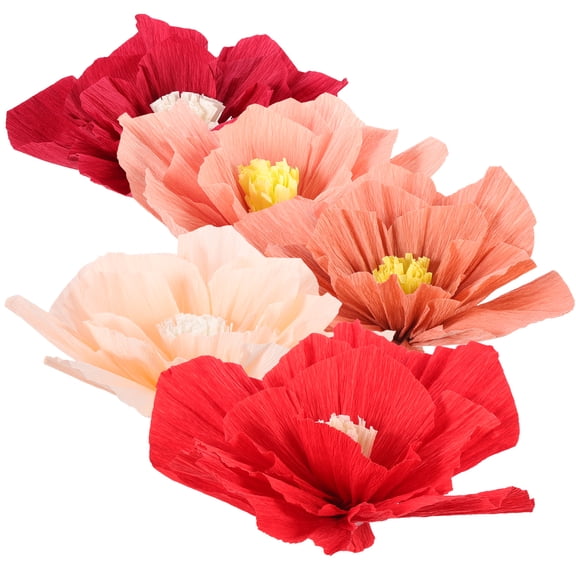 OUNONA  5 Pcs Large Paper Flowers Home Decor Faux Wedding Decorations DIY