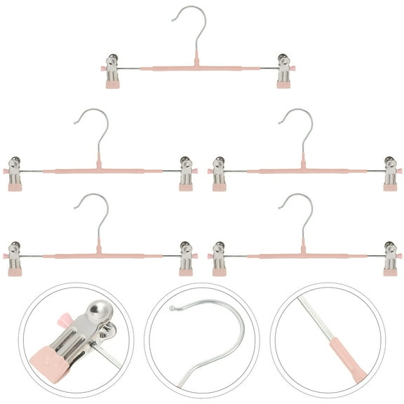 OUNONA  5 Pcs Multiple Stainless Steel Clothes Rack Set PVC Hanger Pants