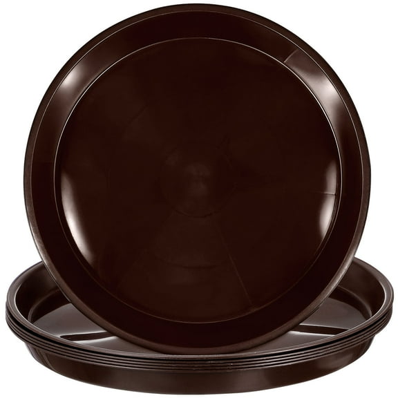 OUNONA Round Plant Pot Trays, Coffee, Regenerated Plastic, for Indoor Use