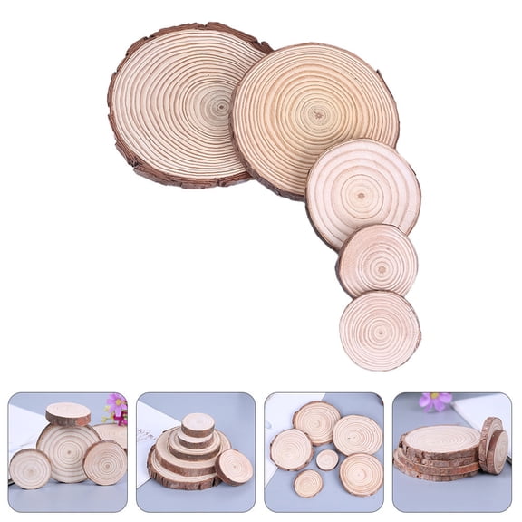 DRAFIDEEP Small Wood Slices For Crafts Natural Wood Slices Assorted Color 5Pcs 6.7X6.7X0.8In