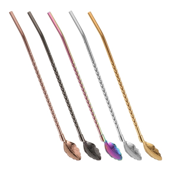 OUNONA 5 Pcs Stainless Steel Straw Spoon Spoons Infuser Straws Held Stove Tea Can
