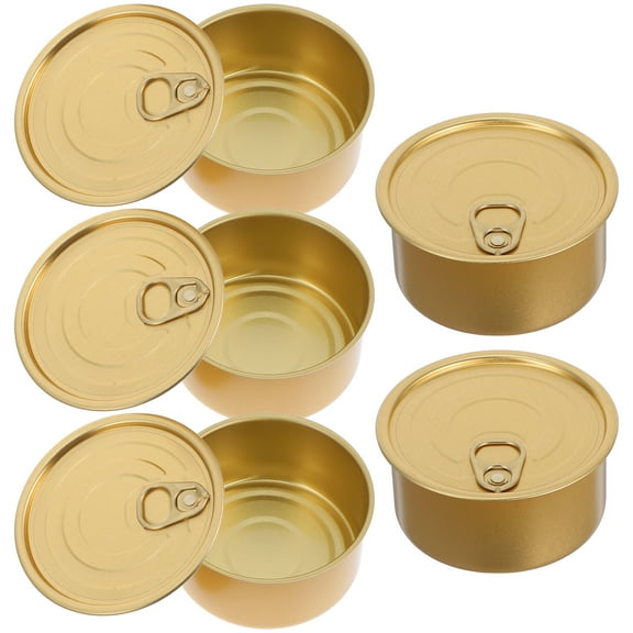 OUNONA 5 Sets Refillable Aluminum Can With Lid For Food Storage Pet Treats Can Snacks Cans Loose Tea Holder Round Shape Metal Can