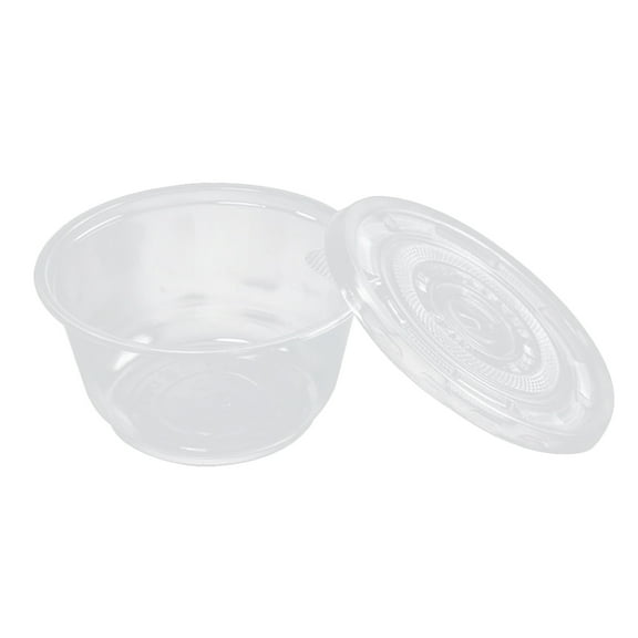 OUNONA 50 Count Round Clear Plastic Bowls with Lids for Food Storage, Lightweight, Flexible, Reusable Containers