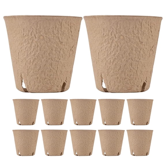 OUNONA  50 Pcs Garden Supplies Paper Flower Pots Packaging Container Cream Khaki