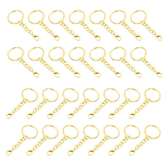 OUNONA Compact Golden Metal Keychain, Non-Rust, Safe and Portable, 50Pcs
