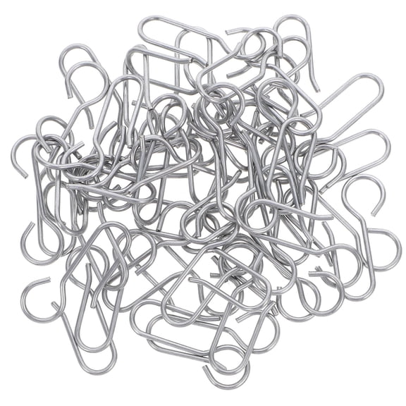 OUNONA 50 Pcs Small Hooks for Ceiling Track Bedroom Office Adjustable Curtain Silver