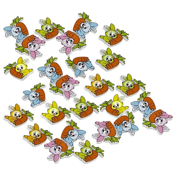 OUNONA 50 Pcs Small Wooden Buttons Bunny Modeling Magnetic Shelf Stickers Cactus