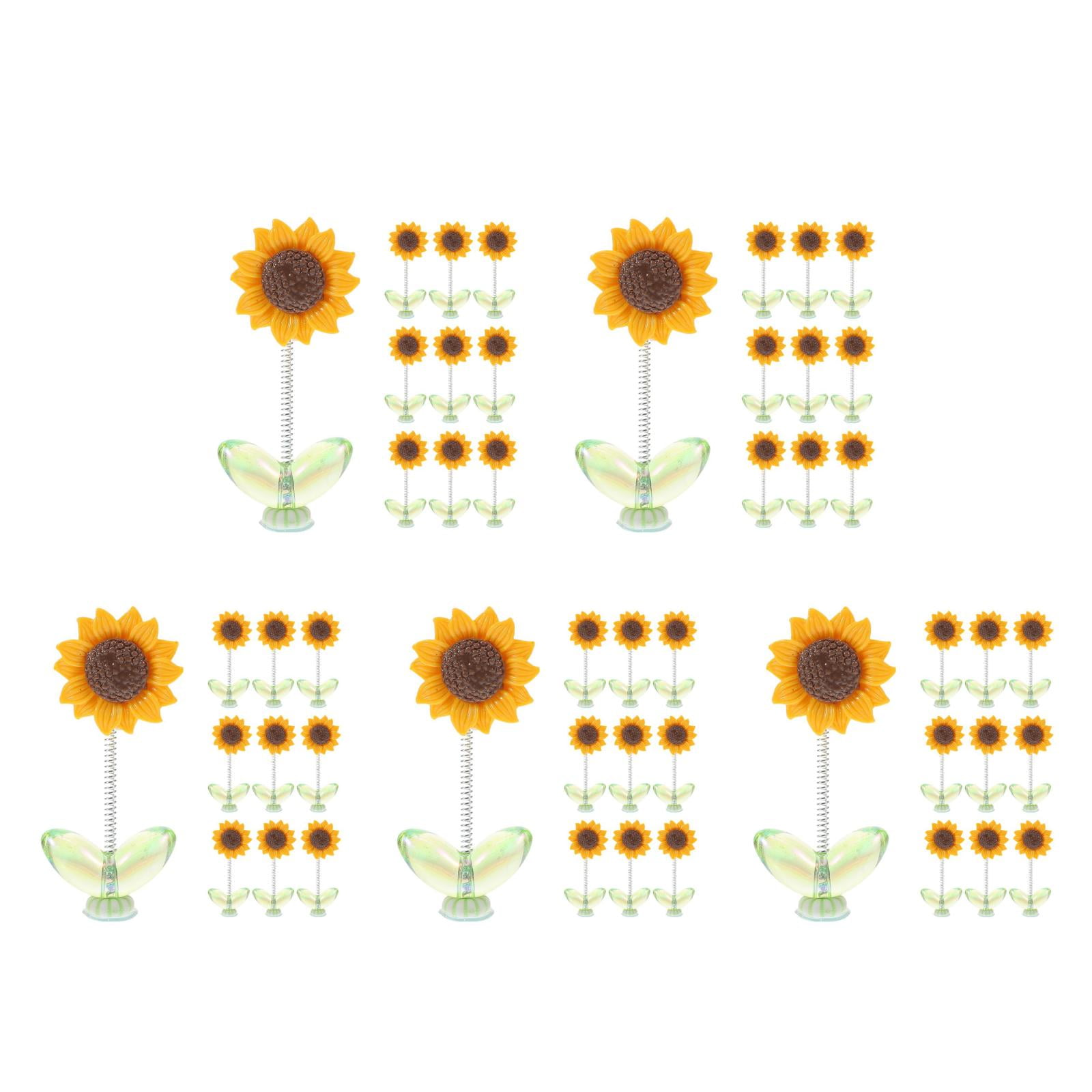 OUNONA 50 Pcs Sunflower Car Dashboard Decorations Shaking Sunflower Bobblehead Car Decor For Women Girl Car Interior Desk Ornaments