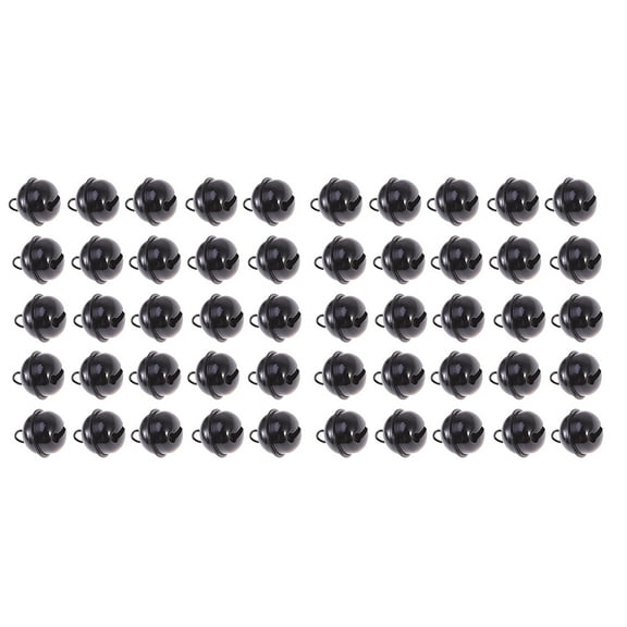 OUNONA 50 Pieces 22mm Colored Painted Metal Mini Round Bells for Jewelry Making, Christmas Decorations, Party Crafts, Handmade Accessories Black