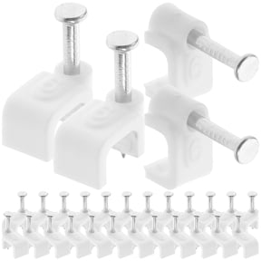 OUNONA 500Pcs PP Cable Clips with Steel Nails for and Secure Cable Management Fastening