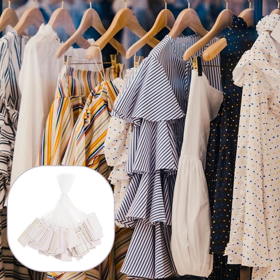 OUNONA 500Pcs Writable Hanging Price Tags for Clothing and Jewelry White Paper Labels with String