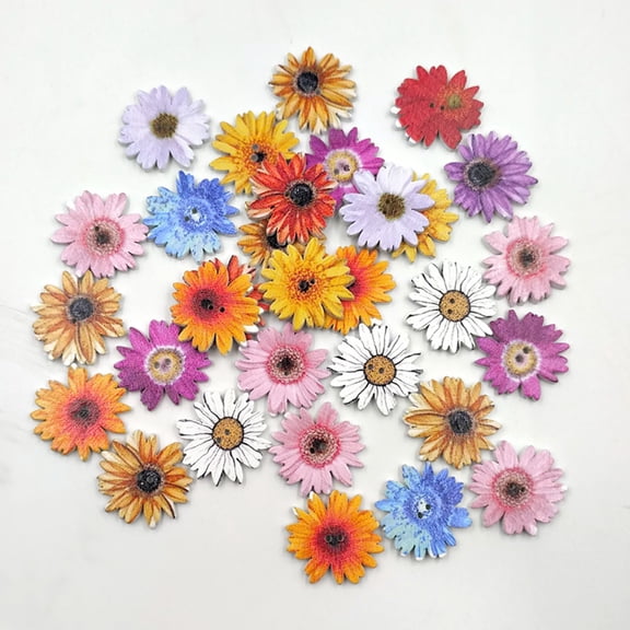 OUNONA 50Pcs Assorted Color Daisy Flower Buttons for Clothes, Sewing Accessories and Craft Decorations
