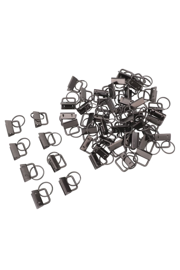 50Pcs Black Keychain Hardware with Metal Strap Fastener and Tail Clip for Webbing Strap Projects