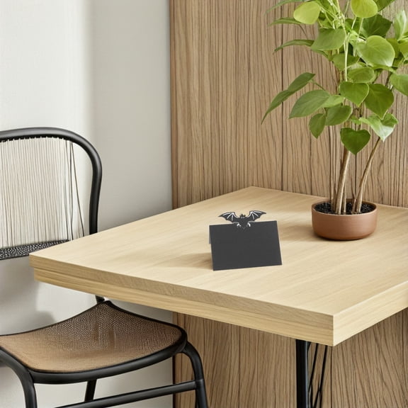 OUNONA 50Pcs Black Blank Bat Place Cards Table Name Cards for Wedding Birthday and Party Decor