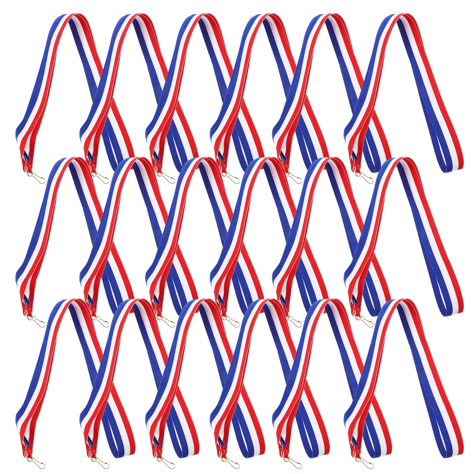 OUNONA 50Pcs Vibrant Medal Ribbon Lanyards with Easy Clip Cotton Polyester Neck Strap for Sports Events