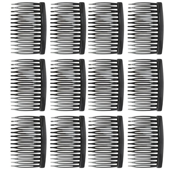 OUNONA 50Pcs Hair Styling Side Combs Black Plastic Hair Insert Combs with Smooth Edges