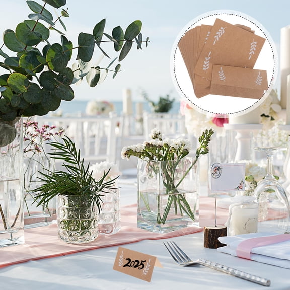 OUNONA 50Pcs Kraft Paper Wedding Table Cards Tent Place Cards for Versatile Outdoor Ceremony Decoration