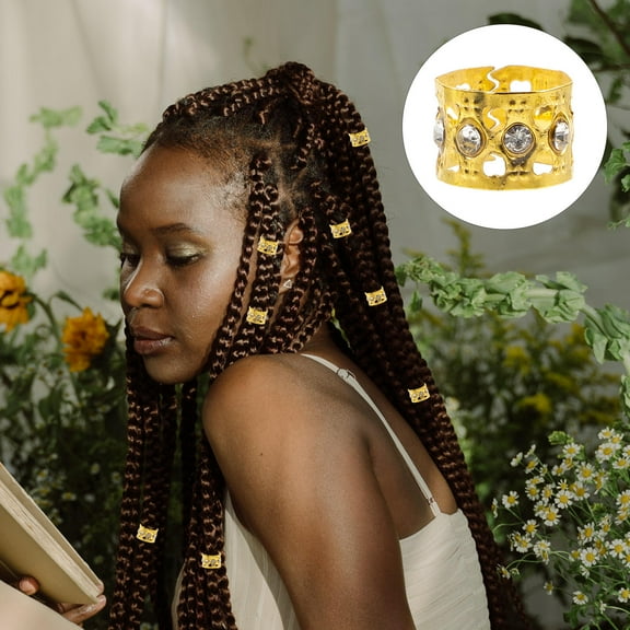 OUNONA Large Golden Metal Cuffs for Braids, Dreadlock Jewelry, Hair Accessories