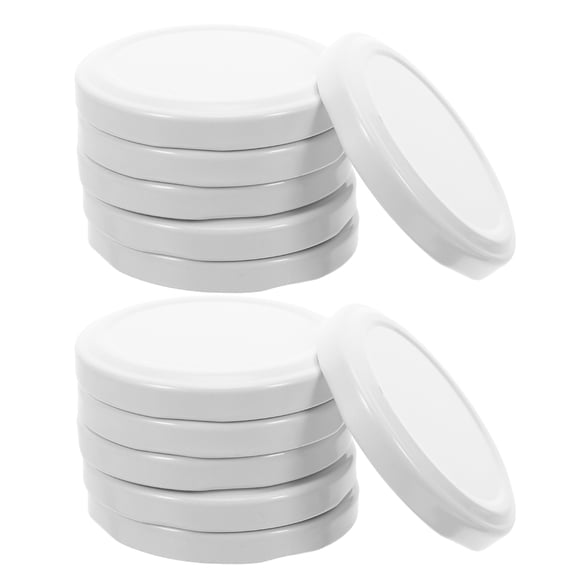 OUNONA Mason Jar Caps, White Tinplate, Leakproof, Airtight, Rustic Kitchen Decor, 50Pcs