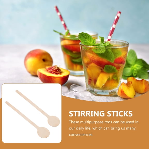 OUNONA 50Pcs Multiuse Wooden Stirring Rods for Juices Coffee and Drinks in Restaurants and Bars