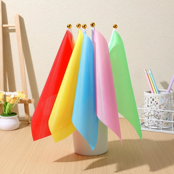 OUNONA 50Pcs Party Banner Waving Flags Assorted Solid Colors Lightweight Polyester
