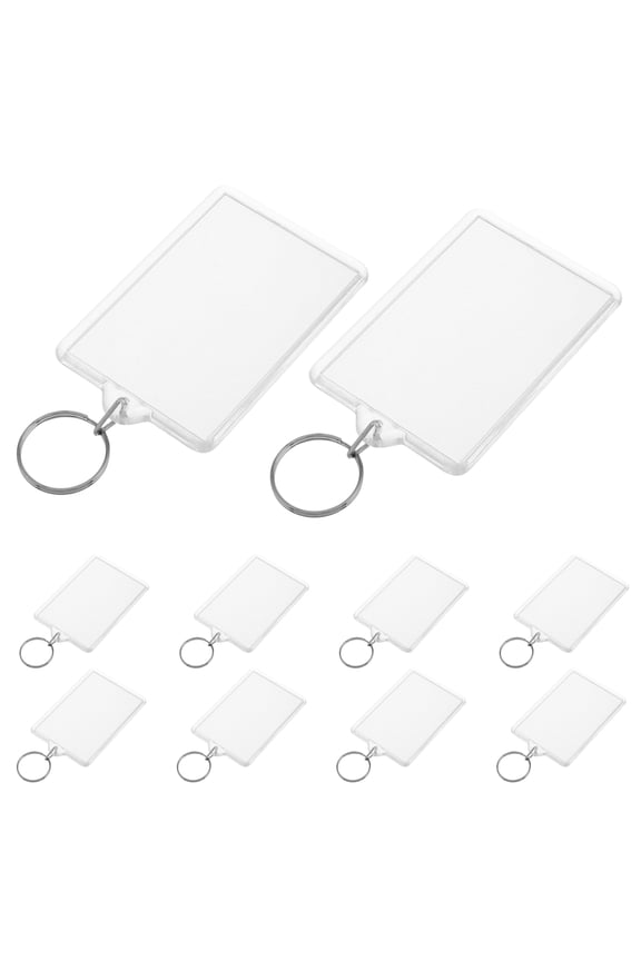 50Pcs Plastic Photo Insert Keyring Clear Frame for DIY Crafting Accessories