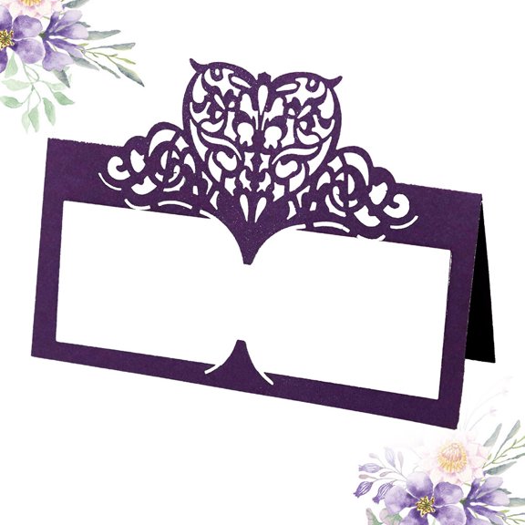 OUNONA 50Pcs Purple Party Place Name Card Paper Seat for Engagement Decor