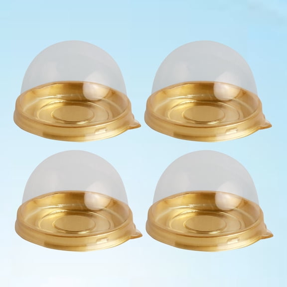 TABLETREANDS Round Plastic Box Gold For Dessert Packaging 50Pack 2.8x2.8x2In