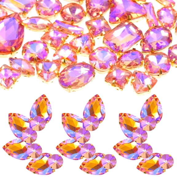 NUOLUX 50Pcs Sew Rhinestones Glass Rhinestone Craft Decoration for Wedding Clothes Bags Rosy Color