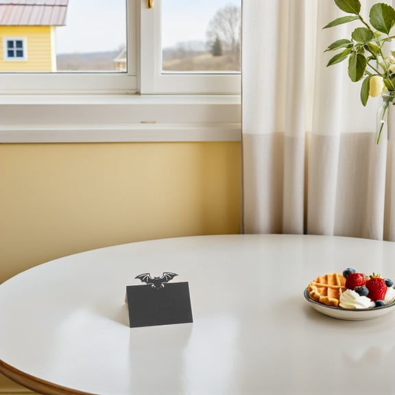 OUNONA 50pcs Bat Place Cards Black Paper Guest Name Labeling for Parties