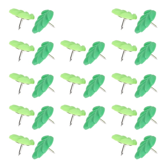 OUNONA 50Pcs Green Leaf Push Pins for Office Bulletin Boards Decorative Resin Thumb Tacks