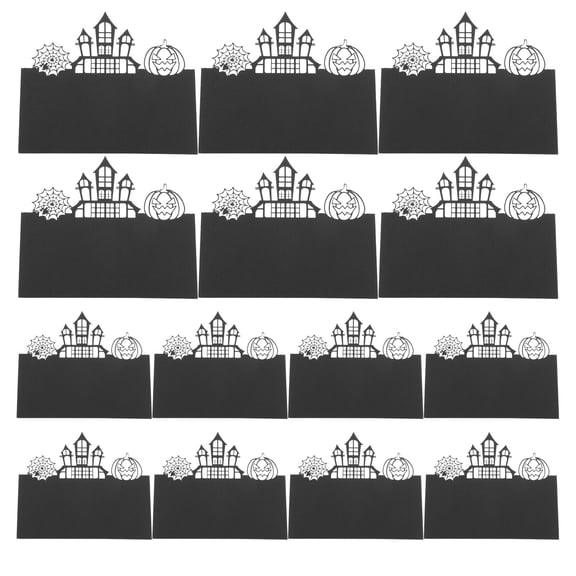 OUNONA Elegant Black Paper Name Tents for Party Use - Dual Functionality 50Pcs