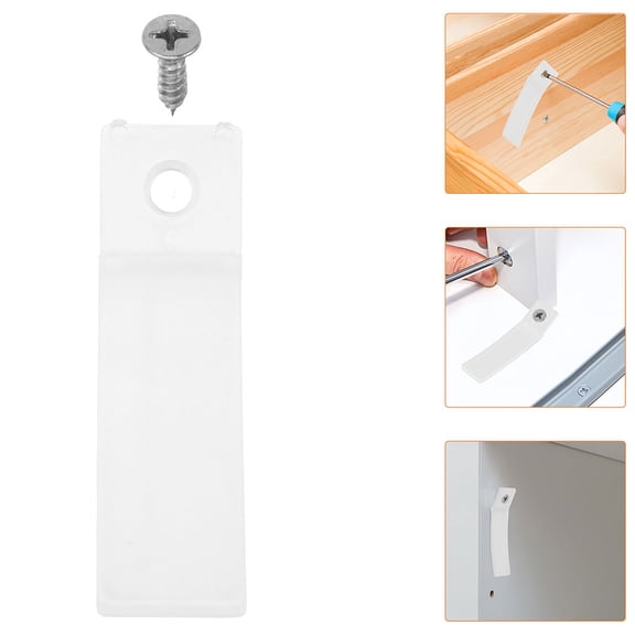 OUNONA 50Sets Clear Plastic Furniture Drawer Stoppers Adhesive Drawer Slides with Fixing Screws