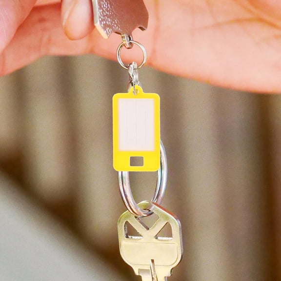 OUNONA 50pcs Colorful Key Chain with Label Window Plastic Number Tags for Classification