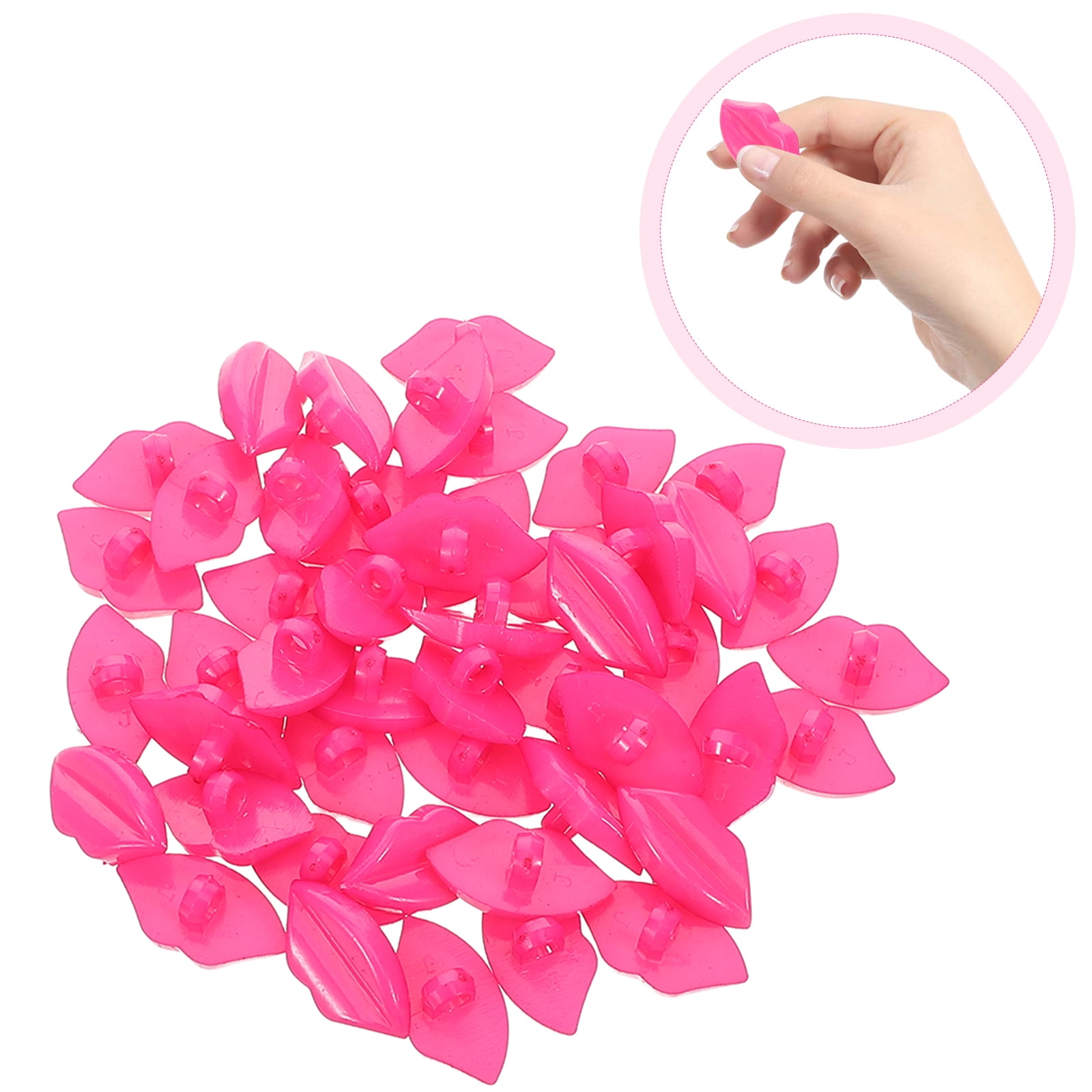 OUNONA 50pcs Doll Mouth Parts DIY Craft Supplies Colorful Lips Big Lip Shape Buttons Plastic Sewing Accessories for Doll Making