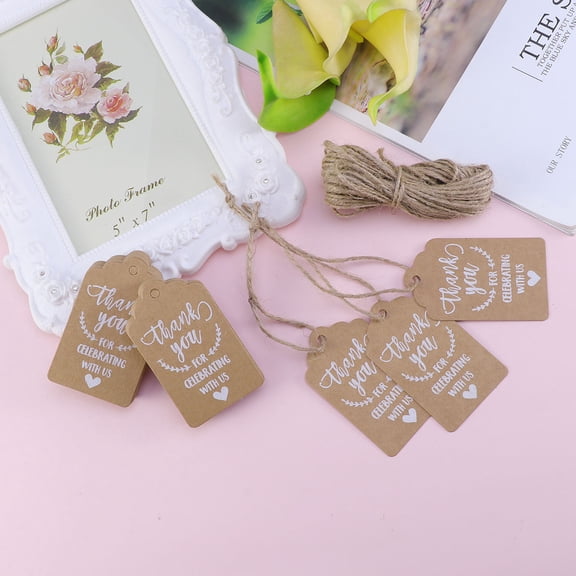 OUNONA 50pcs Gift Hangtag Kraft Paper Decor Hangtag for Baking Wedding Gift Invitation Letter (Send Rope)