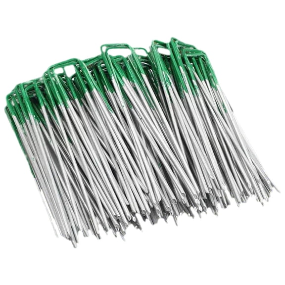 OUNONA 50pcs Landscape Stakes Metal U-Shaped Stakes Grass Anchoring Fabric Fixing Stakes