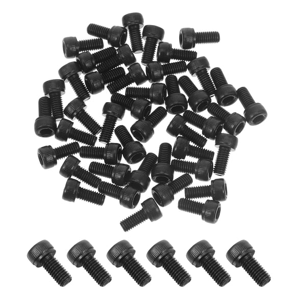 OUNONA 50Pcs Small Machine Hex Socket Cap Screws Black Carbon Steel for Home Repair