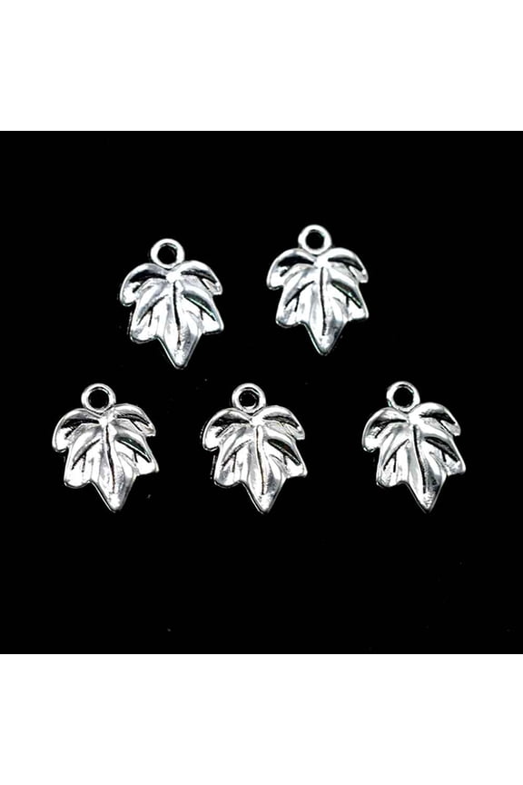 50pcs Silver Alloy Maple Leaf Pendants for Jewelry Making Accessories Small Size