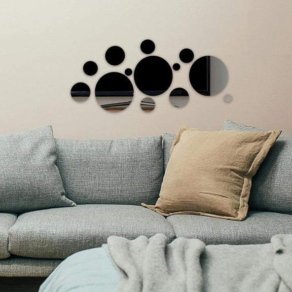 OUNONA 52Pcs Self Adhesive Acrylic Round Mirror Decals for Wall Brightening and Decor
