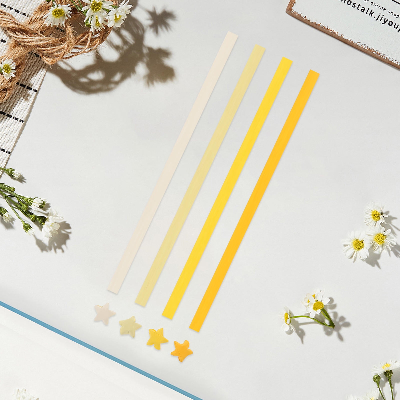 OUNONA 5400Pcs Japanese Inspired Double Sided Origami Paper Yellow for Star Folding and Artistic Crafts