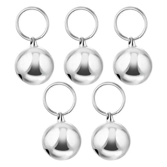 OUNONA 5Pcs Dog Bells Metal Plated Silver Accessories Easy Attach for Small Pets Decoration