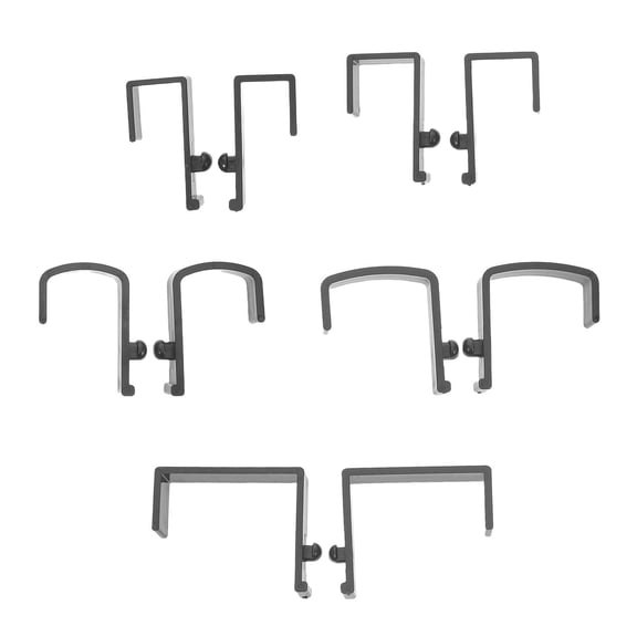 OUNONA Black Plastic Bedside Basket Clips 5 Pairs with Multiple Widths for Easy Installation