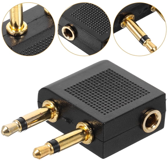 OUNONA 5Pcs Airline Headphone Adapter Black Versatile Audio Jack Adapter for Travel and Office