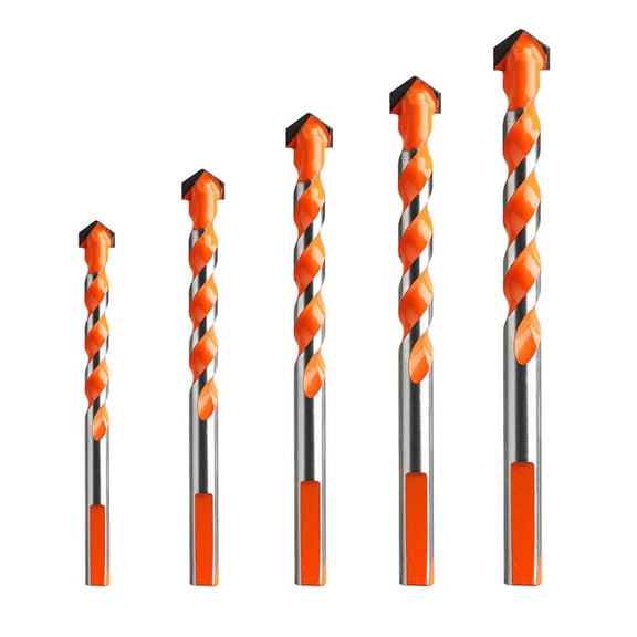OUNONA 5-Piece Alloy Triangle Drill Bit Set for Masonry, Metal & High-Speed Drilling Applications