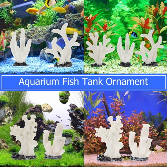 OUNONA 5Pcs Aquarium Coral Simulation Plants Decor White for Fish Tank and Landscape Use