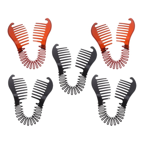 OUNONA Plastic Banana Clips, Assorted Color, Lightweight Comfort, Fashionable Design, 5Pcs