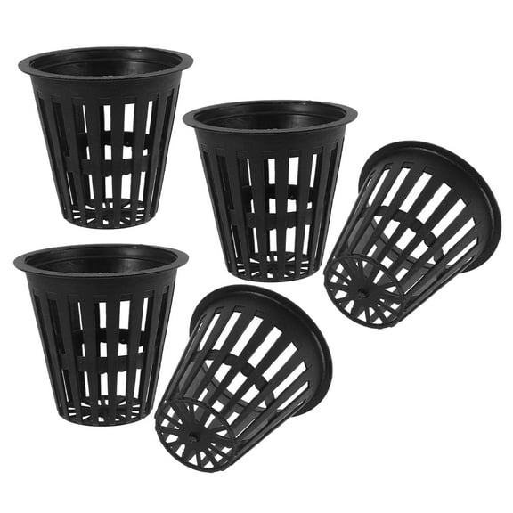 OUNONA 5Pcs Black Plastic Mesh Net Cups Hydroponic for Outdoor Cultivation and Root Development