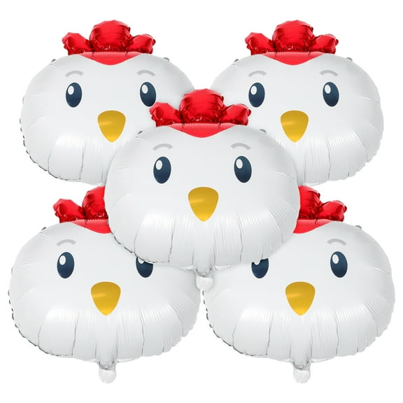 OUNONA 5Pcs Chicken Foil Balloons Farm Theme Party Decorations Multi Color Reusable